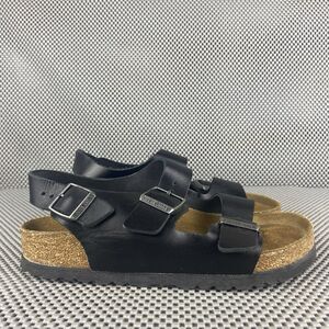 Birkenstock Milano Sandals Adult 36 Black Leather Soft Footbed Made In Germany